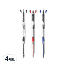 라이노바 직선볼펜 3종 세트, 검정, 빨강, 파랑, 4세트