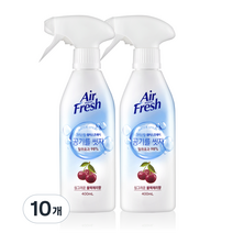 에어후레쉬 공기 탈취제 크리스탈 워터 스프레이 싱그러운 블랙체리향 본품, 400ml, 10개