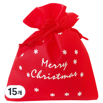 도나앤데코 루미 크리스마스 선물포장 부직포백 M, 레드, 15개