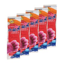 손끝에별 고무장갑 양쪽 세트 특대, 적색, 5세트