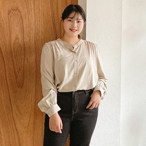 로미스토리 레이온 헨리넥 블라우스