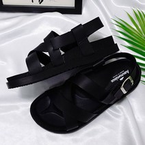 디아 남자 어나 더블 크로스 뒷버클 밴딩 가죽 스트랩 샌들 3cm