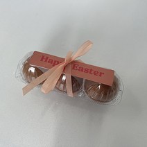 티나피크닉 부활절 투명 3구 계란포장 리본 + 스티커 세트, 살구(리본), 살구(스티커), 20세트