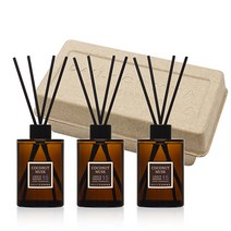 데일리콤마 엠버 에디션 디퓨져 200ml x 3p + 블랙리드스틱 12p 세트, 코코넛 머스크