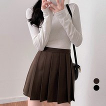 밀키버터 여성용 모직 플리츠 미니 스커트