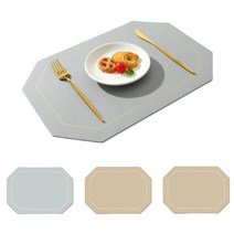 로렘 LINE 엣지 양면 테이블매트 4p, 그레이 + 베이지, 30 x 43 x 0.2 cm