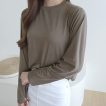 잘빠진 여성용 워밍 올데이 베이직 무지 긴팔 티셔츠
