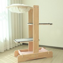 캣츠빌 고무나무 UV코팅 원목 아쭈 캣타워 H A타입, 아이보리(천해먹 상단), 베이비핑크(하단), 그레이(카페트), 1개