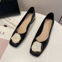 여성 골드 포인트 미들힐 유니크 펌프스