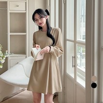 에비뉴비 여성용 핀턱 퍼프 미니 원피스