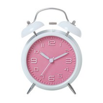 원형 컬러 알람시계, 화이트 + 핑크