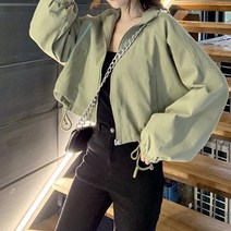 따봉오빠 여성용 올 매치 크롭 점퍼 바람막이 JNH1210