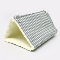 리프패럿 앵무새 고어텍스 보들보들 양털소재 체크 중형 침대, 블루, 1개