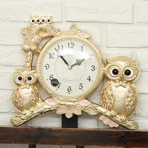 엔틱 토머 부엉이 초무소음 탁상시계, 금색