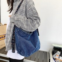 JCP 플라워 캔버스 데님 숄더백