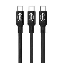 이츠라이프 칸쿤 USB C타입 고속충전 케이블 3p, 2m, 블랙