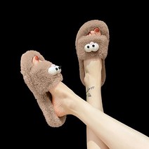 여성용 편하고 귀여운 털복숭이 퍼 슬리퍼