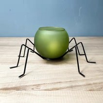 유리 볼 거미 촛대 장식 캔들 홀더 라지, 그린