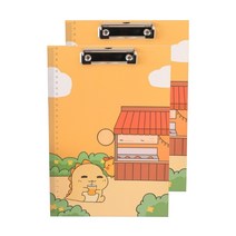 슬로우데코 공룡 캐릭터 눈금자 클립 보드 A4 22.5 x 31.9 cm, 주황색 공룡, 2개