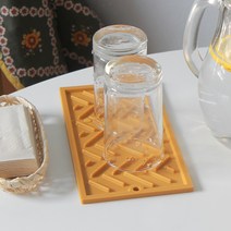 에이드엘 헤링본 실리콘 식기 건조매트 미니 2p, 머스타드