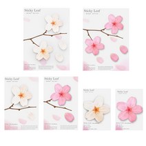 어프리 스티키리프 베이직 점착메모지 벚꽃 화이트 3종 + 핑크 3종, 혼합색상, 1세트