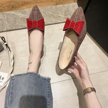 스타 뾰족 새침한 리본 플랫슈즈