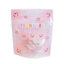 도나앤데코 애니멀체크 땡큐 스탠드 지퍼백 18 x 20 cm, 퍼플핑크토끼, 20개