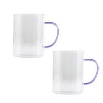 제이테이블 컬러핸들 내열유리 머그컵 460ml, 퍼플, 2개
