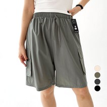 플랜데이 여성용 2기장 시원한 허리밴딩 캠핑 카고 숏 팬츠 미디움