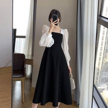 안다로미 아이블랙배색 롱 원피스