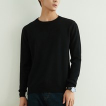 솔레일 남성용 데일리룩 단색 라운드 니트