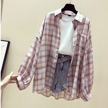 두봄 여성용 트렌디 체크 셔츠