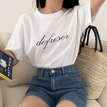 더보느 여성용 위캔드 레터링 반팔 티셔츠
