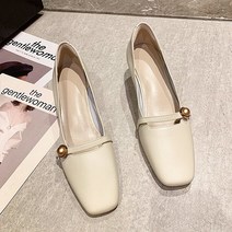 레트로 진주 버클 스퀘어 메리제인 펌프스 미들힐 5cm