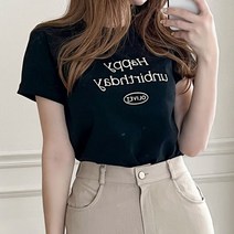 여성용 레터링 해피 반팔티