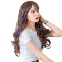 가발위드 단색 웨이브 컬러 포인트 피스 5p   트윙클 붙임머리 세트, 다크블루(컬러피스), 랜덤발송(붙임머리), 1세트