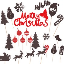 파티해 페이퍼 크리스마스 데코픽 5종 세트, 산타, 눈사람, 오너먼트, 썰매, 레터링, 1세트