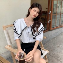 레몬소울 이루지 왕 카라 반팔 블라우스