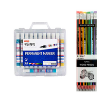 동아 슬림유성매직 24종 + 투코비 삼각 지우개 연필 SG-208 12p 세트, 혼합색상, 1세트