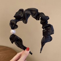 예쏘 진주 펄 오간자 셔링 헤어밴드