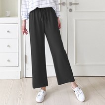 레몬소울 여성용 베니스 와이드 스판 밴딩팬츠