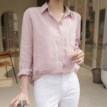 빼빼 여성용 원포켓 카라넥 린넨 셔츠