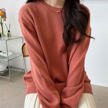 럽스 여성용 노리 라운드넥 베이직 루즈핏 니트