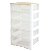 보노하우스 이노스 우드상판형 투명 서랍장 5단, 내츄럴오크, 1개