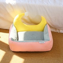 마켓A 반려동물 프리펫 배색 초승달 침대, 핑크