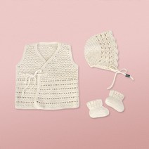 슬로우모먼츠 아기보넷 덧신 아기옷 3종 만들기 코바늘 뜨개질 DIY 세트, 1세트, 혼합색상