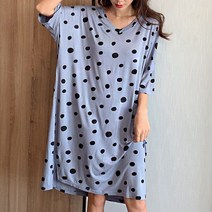 물방울 패턴의 반팔 임산부 롱 원피스