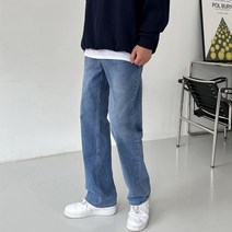 머시따 남성용 데일리 세미 와이드 데님 팬츠