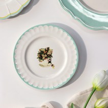 위즐리 빈티지 엔틱 브런치 접시 4p, 2 민트 데이지