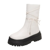 여성용 브리티시 리본 레더 롱 마틴 첼시 부츠 PRDS145